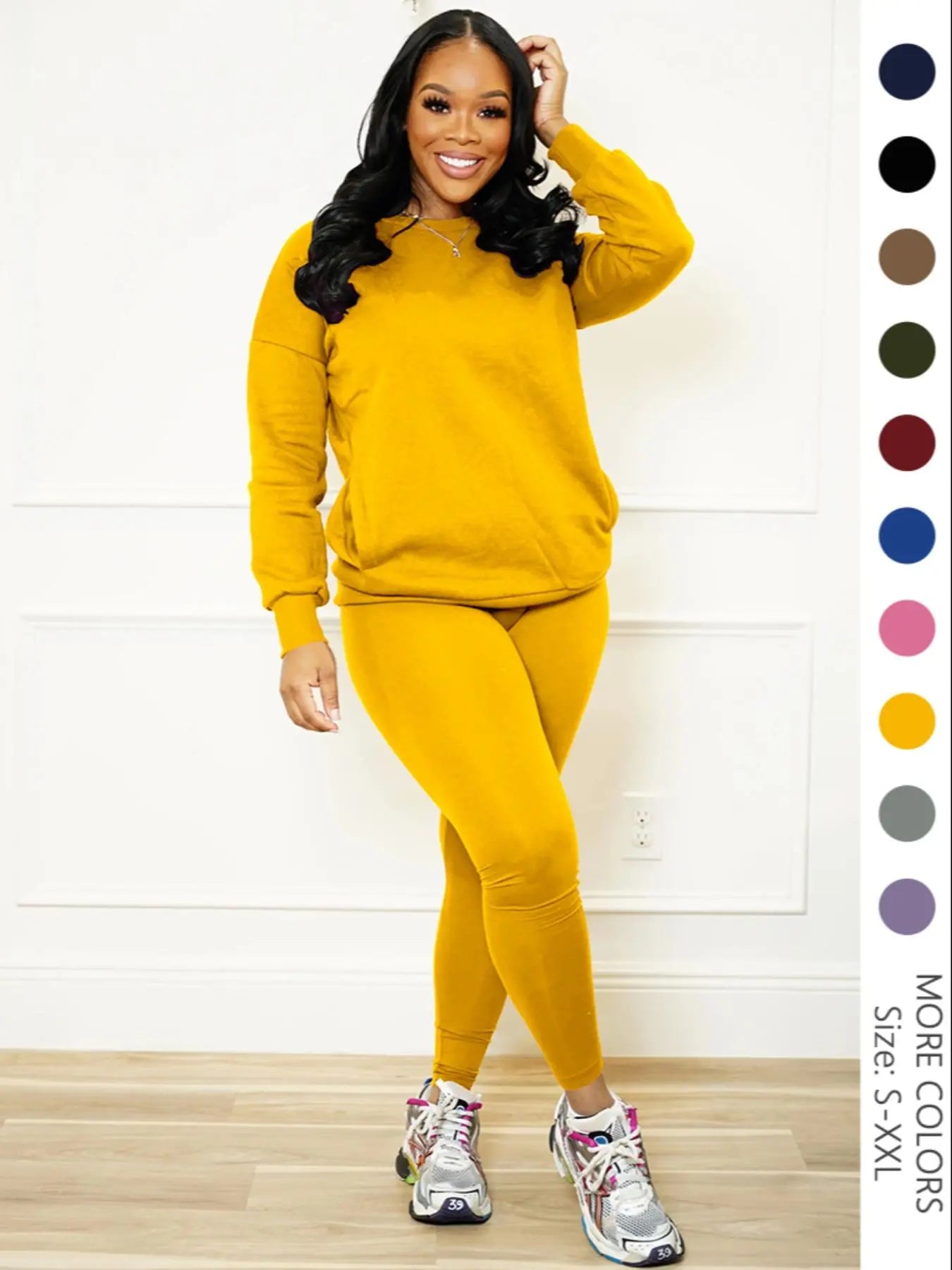 Drop Shoulder Sweatshirt & Elastic Waist Pants Set