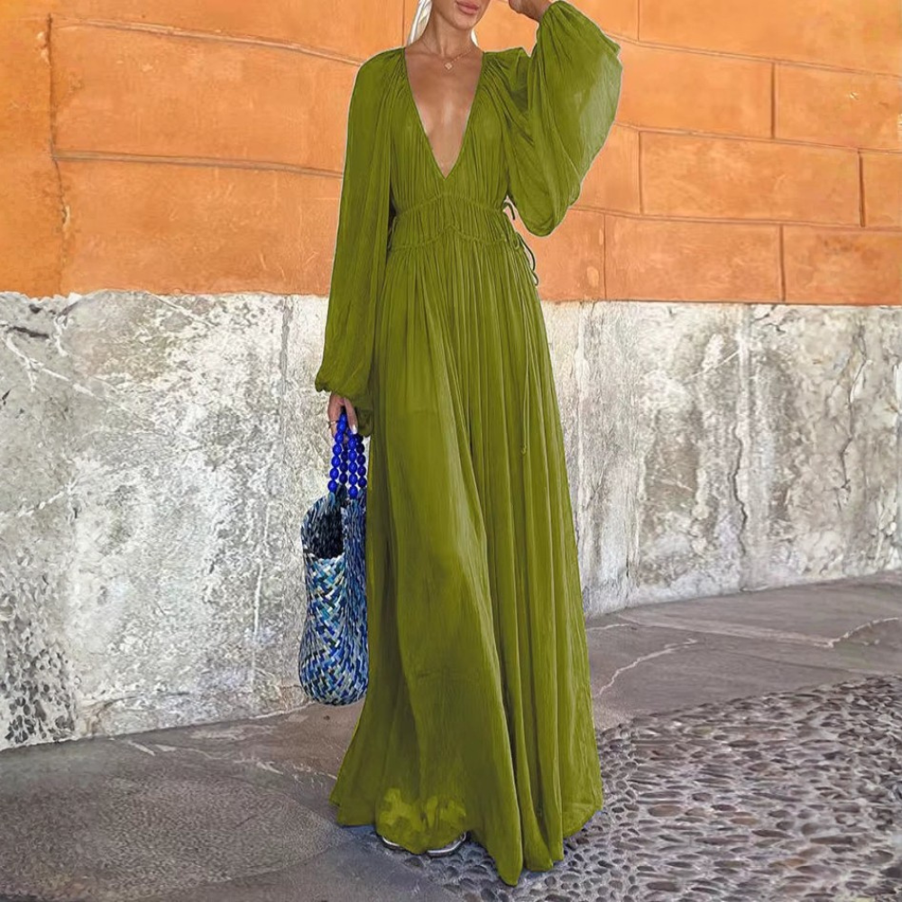 Beach Style Long Sleeve Maxi Dress