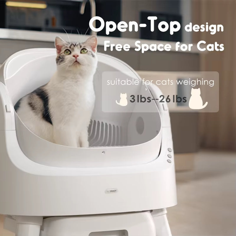 Beginner-Friendly Plastic Automatic Litter Box | App-Free Eco-Friendly Large Capacity Auto Cat Toilet Easy Clean Odor
