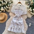 Summer Lace Dress for Women with Floral Embroidery