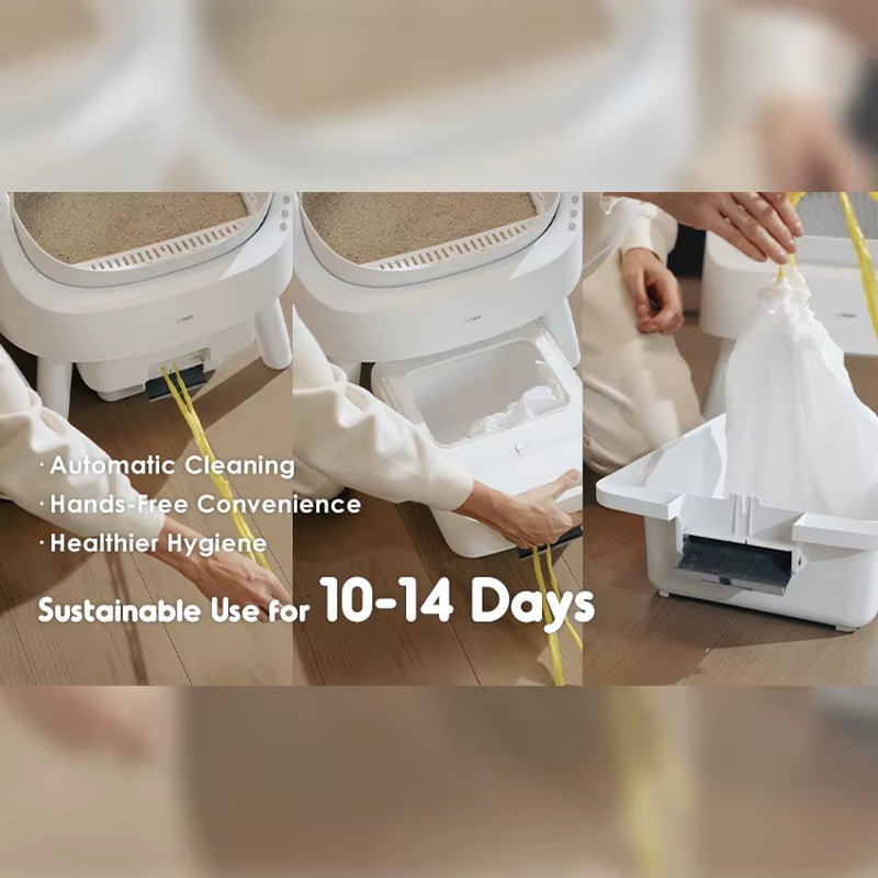 Beginner-Friendly Plastic Automatic Litter Box | App-Free Eco-Friendly Large Capacity Auto Cat Toilet Easy Clean Odor